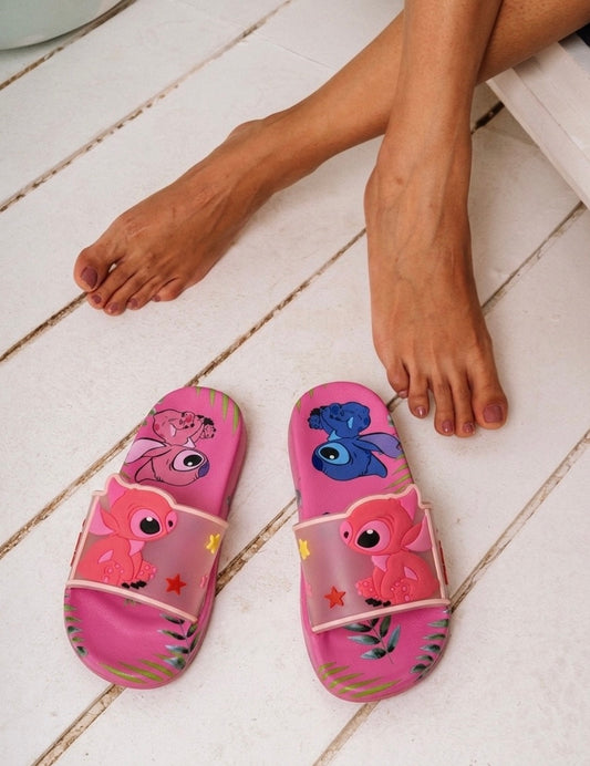 Stitch and Angel Tropical Slide - pink