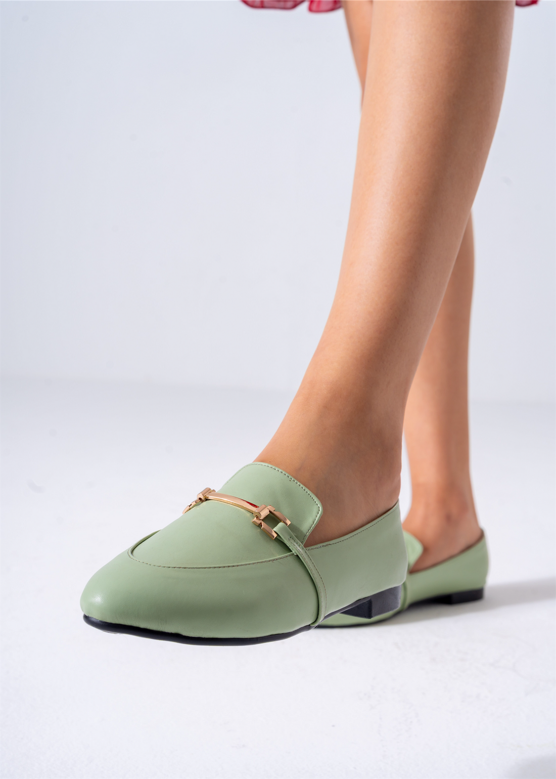 Chic Buckle Flats-mint green