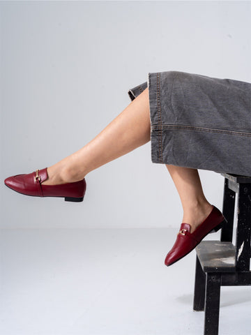 Chic Buckle Flats-marron