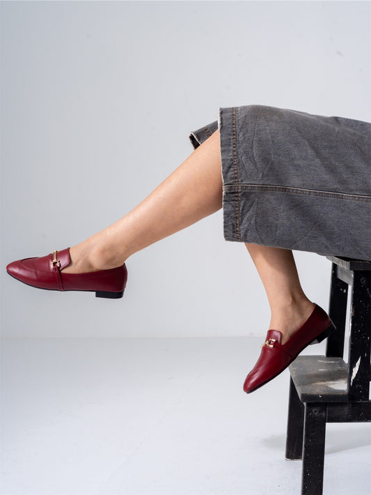 Chic Buckle Flats-marron