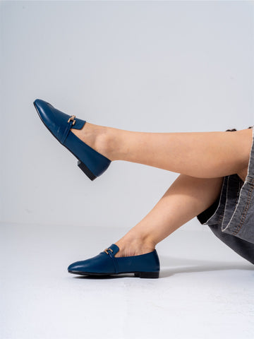 Chic Buckle Flats-dark blue