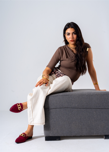 Moc-Toe Style Chain Mule-marron