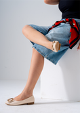 Load image into Gallery viewer, Square Buckle Flats-beige
