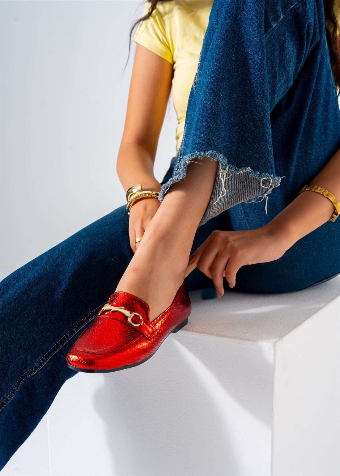 Metallic Snaffle Flat-red