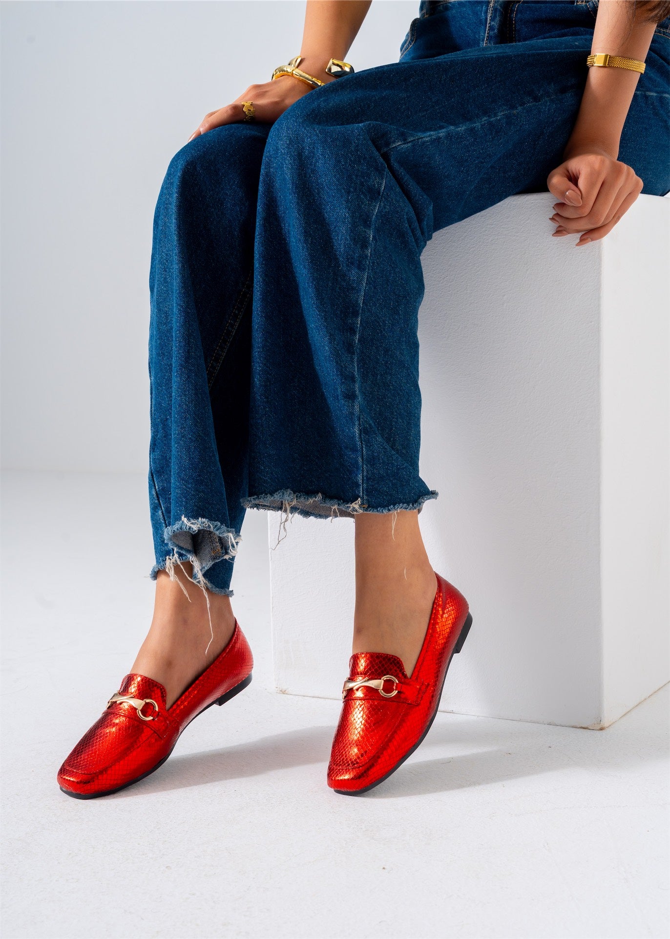 Metallic Snaffle Flat-red