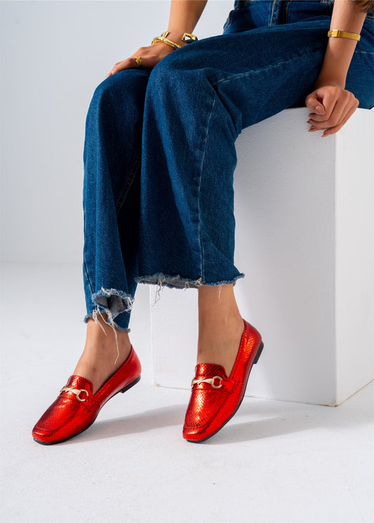 Metallic Snaffle Flat-red