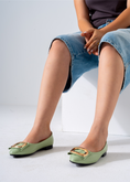 Load image into Gallery viewer, Square Buckle Flats-mint green
