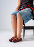 Load image into Gallery viewer, Gold Hardware Square Toe Flat-marron
