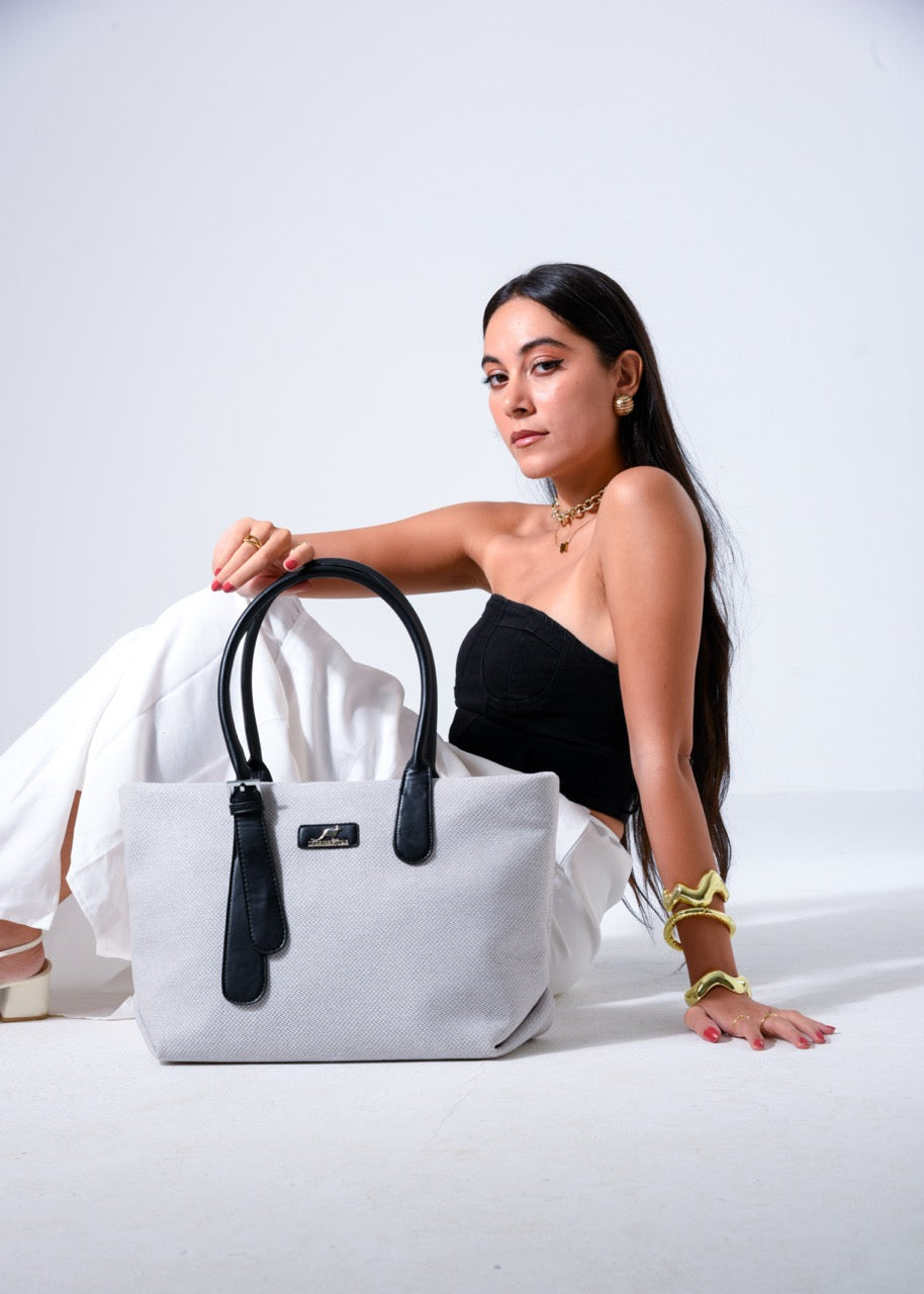 Tote Bag with Contrast Handle - BLACK