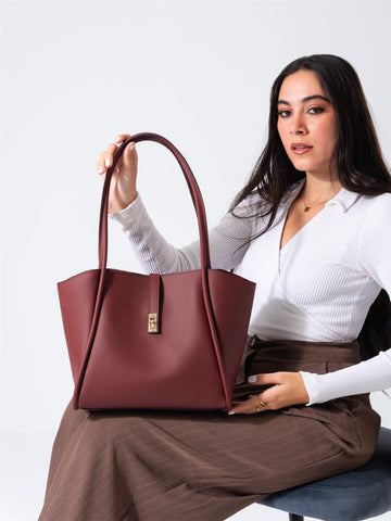 Minimalist Top-Handle Bag-marron