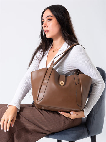 Minimal Turn Closure Bag-light brown