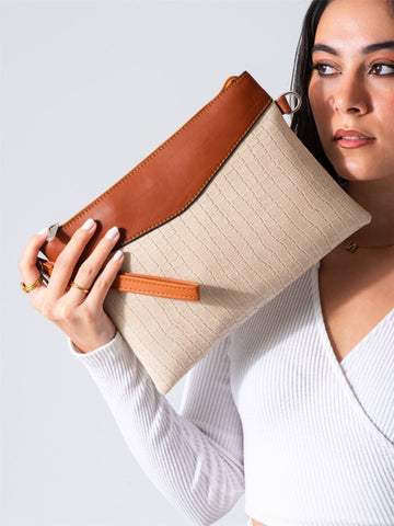 Chic Texture Clutch Bag-beige