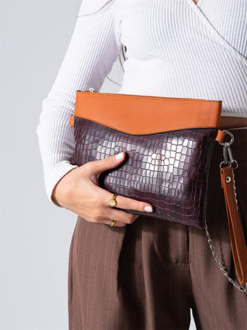 Chic Texture Clutch Bag-burgundy