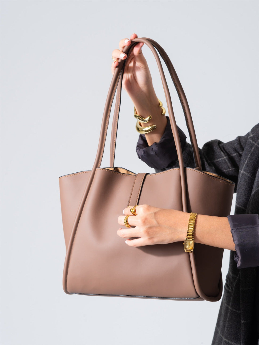 Minimalist Top-Handle Bag-brown