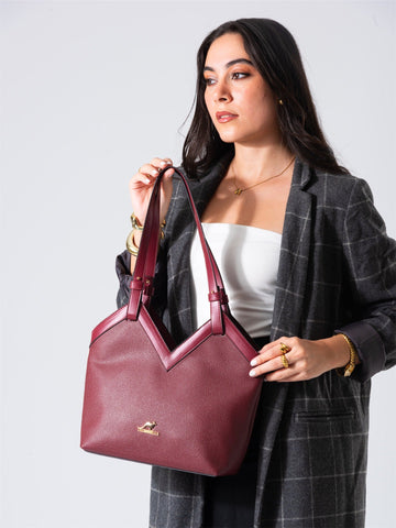 V-Cut Shoulder Bag-marron