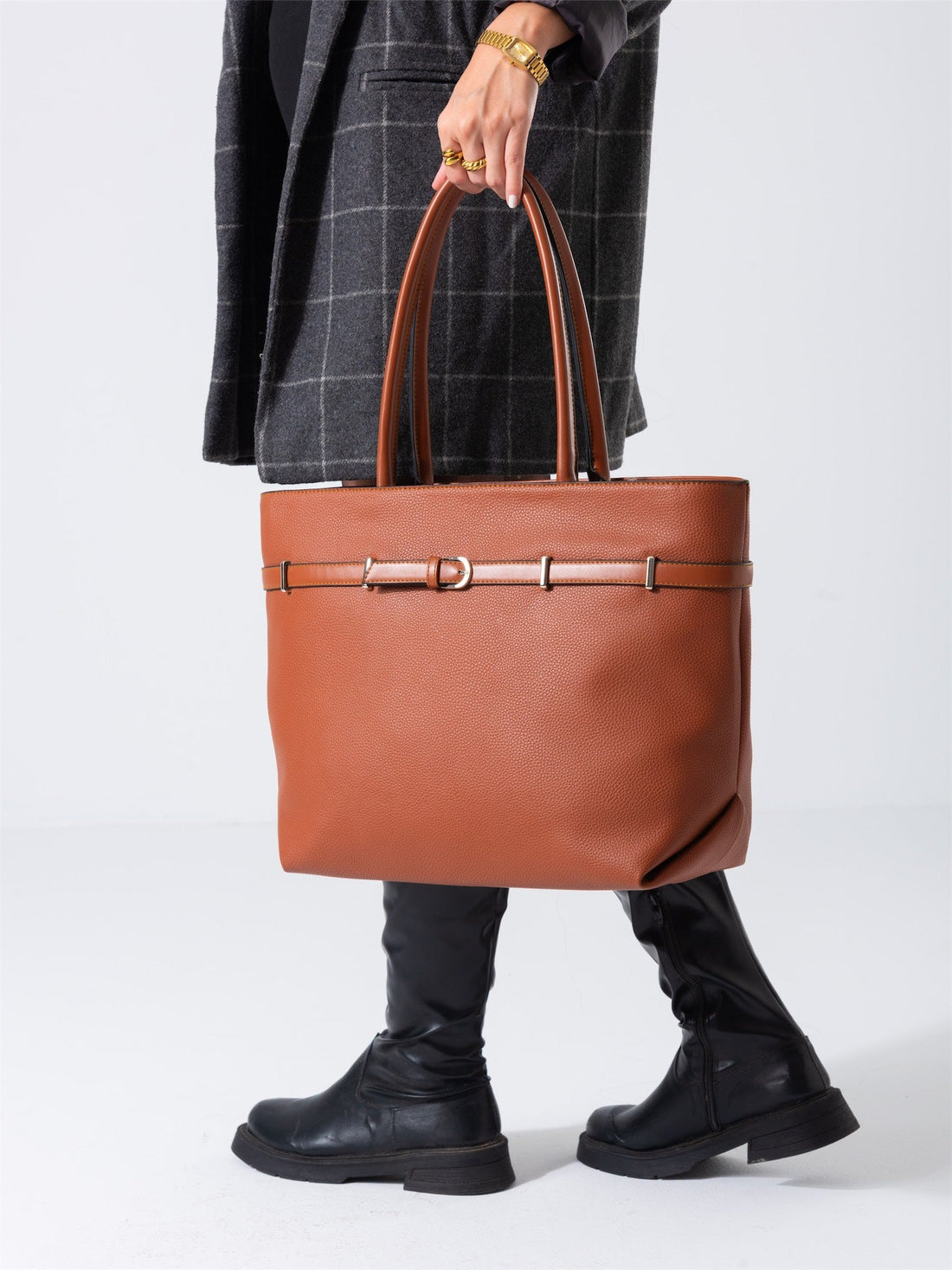 Classic Belt Detail Tote-camel