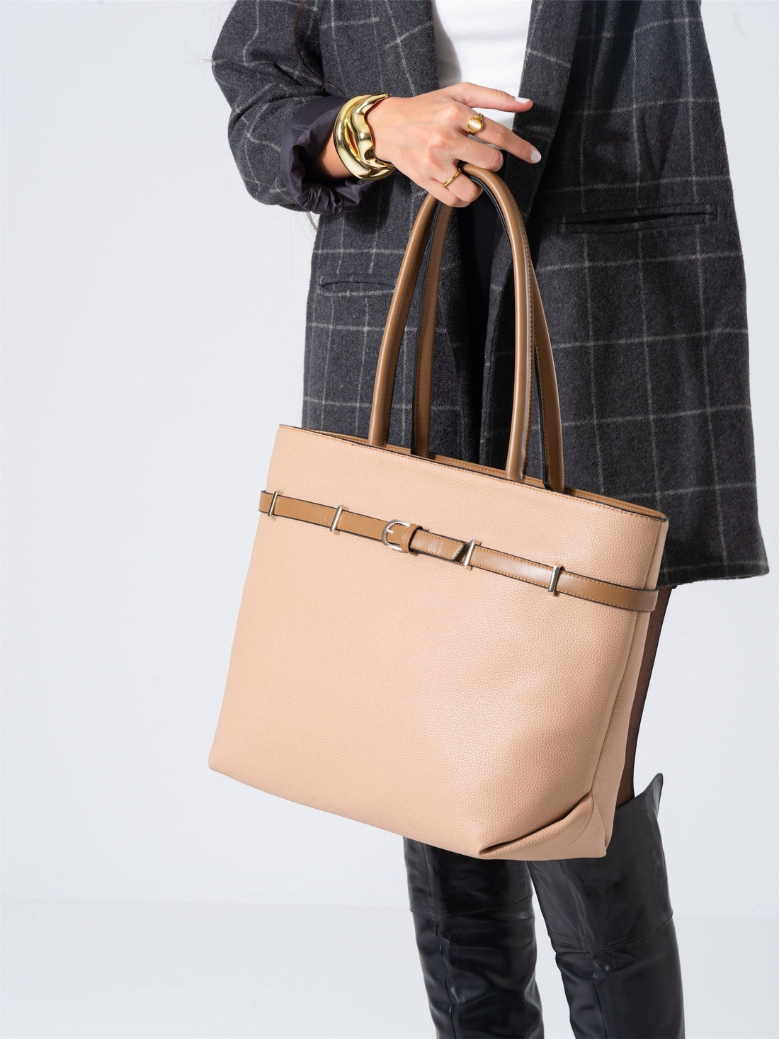 Classic Belt Detail Tote-cafe