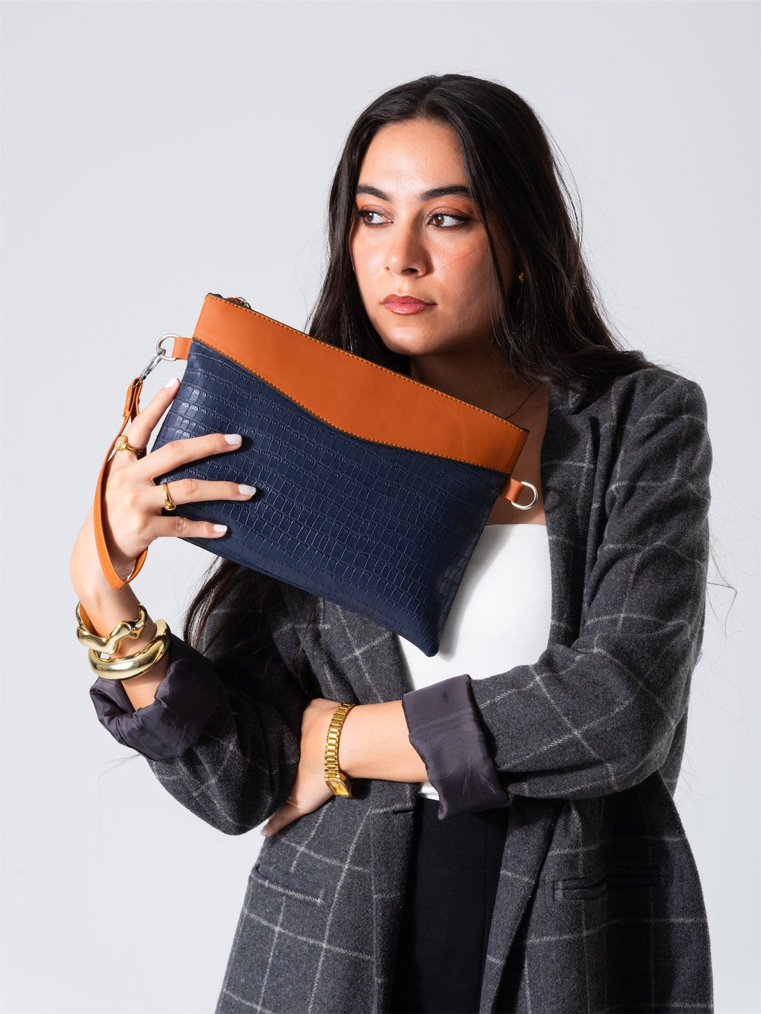Chic Texture Clutch Bag-dark blue