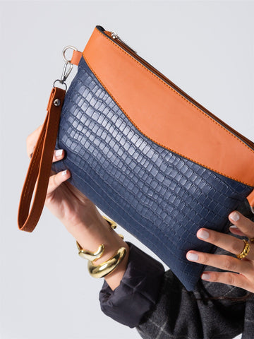 Chic Texture Clutch Bag-dark blue