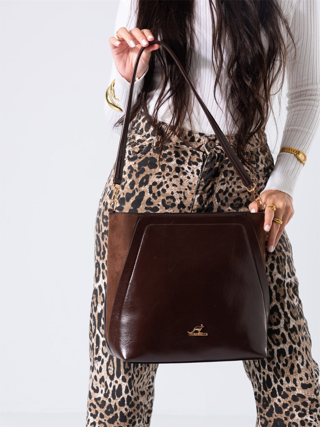 Minimal Shape Shoulder Bag-brown