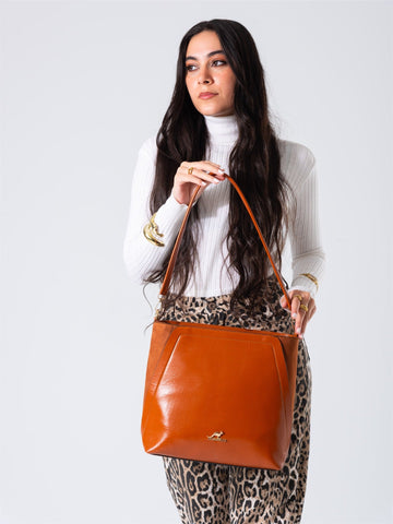 Minimal Shape Shoulder Bag-camel