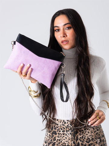 Metallic Texture Clutch-purple