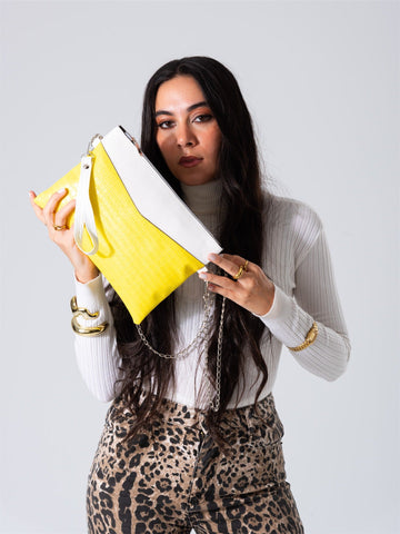 Metallic Texture Clutch-yellow