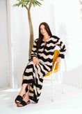 Load image into Gallery viewer, Zigzag Print Long Sleeve Dress - beige
