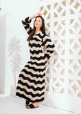 Load image into Gallery viewer, Zigzag Print Long Sleeve Dress - beige
