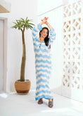 Load image into Gallery viewer, Zigzag Print Long Sleeve Dress - blue
