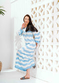 Load image into Gallery viewer, Zigzag Print Long Sleeve Dress - blue
