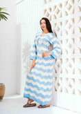 Load image into Gallery viewer, Zigzag Print Long Sleeve Dress - blue
