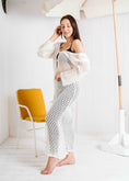 Load image into Gallery viewer, Open-Weave Long Sleeve Beach Dress - white
