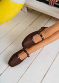 Load image into Gallery viewer, Woven Strap Slingback Flats - brown
