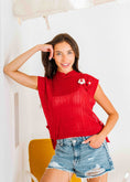 Load image into Gallery viewer, Crochet Flower Knit Vest - red
