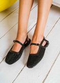 Load image into Gallery viewer, Textured Metallic Slingback Flats - black
