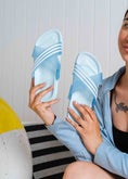 Load image into Gallery viewer, Women's Striped Cross-Strap Slide - blue
