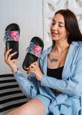 Load image into Gallery viewer, Stitch & Angel Heart Graphic Slides - black
