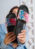 Load image into Gallery viewer, Stitch & Angel Heart Graphic Slides - black
