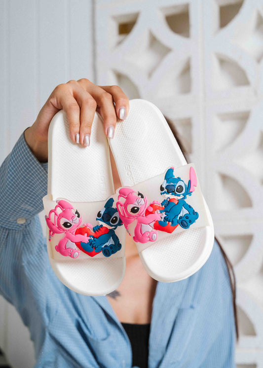 Stitch & Angel Heart Graphic Slides - white