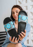 Load image into Gallery viewer, Soft Cushion Floral Summer Slides - blue
