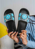 Load image into Gallery viewer, Soft Cushion Floral Summer Slides - blue

