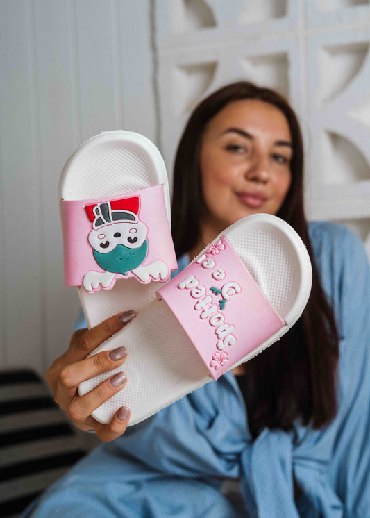 Cute Spotted Deer Comfort Slides - pink