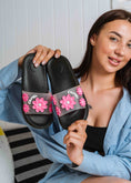 Load image into Gallery viewer, Soft Cushion Floral Summer Slides - black
