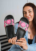 Load image into Gallery viewer, Soft Cushion Floral Summer Slides - black
