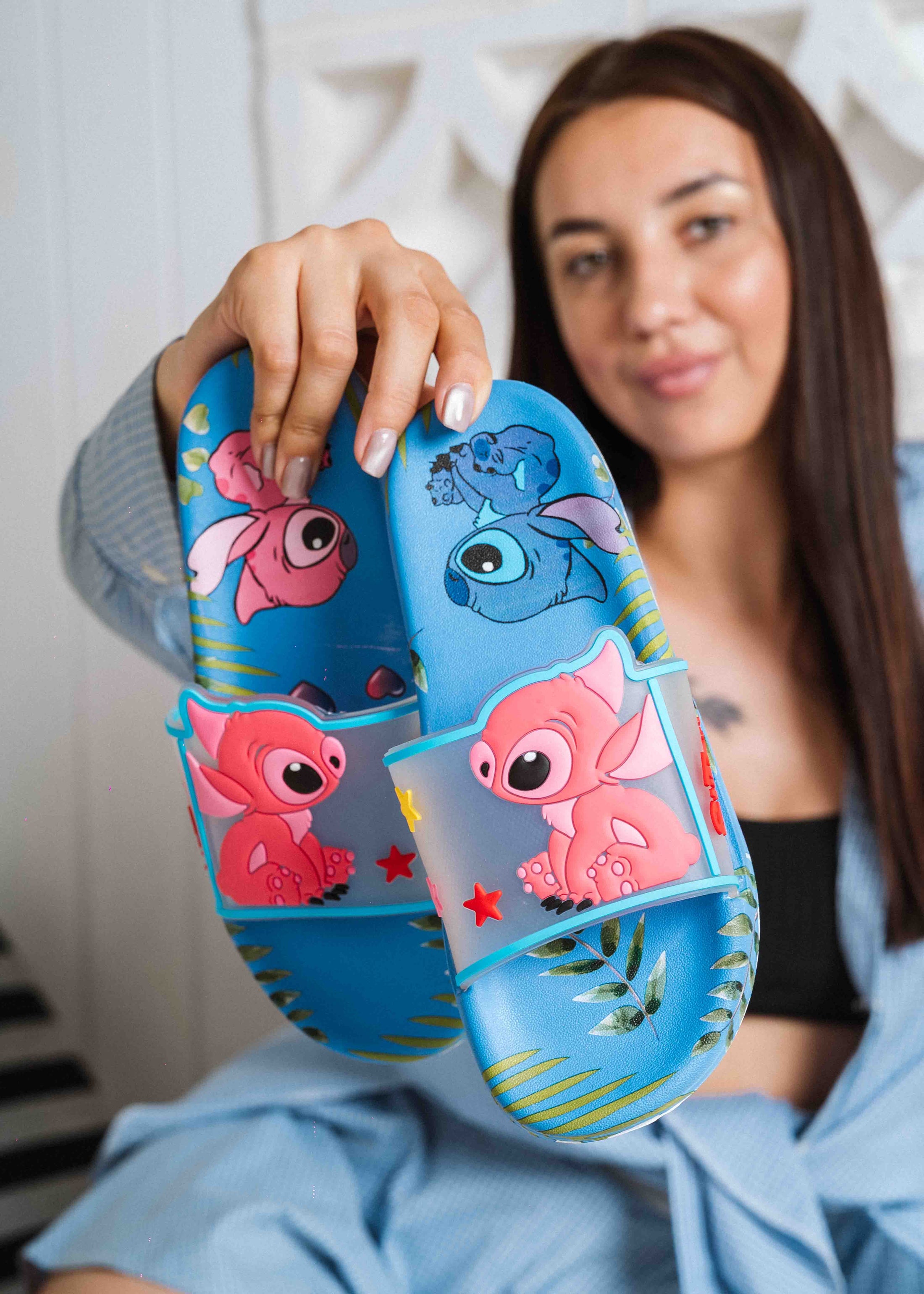 Stitch and Angel Tropical Slide - blue