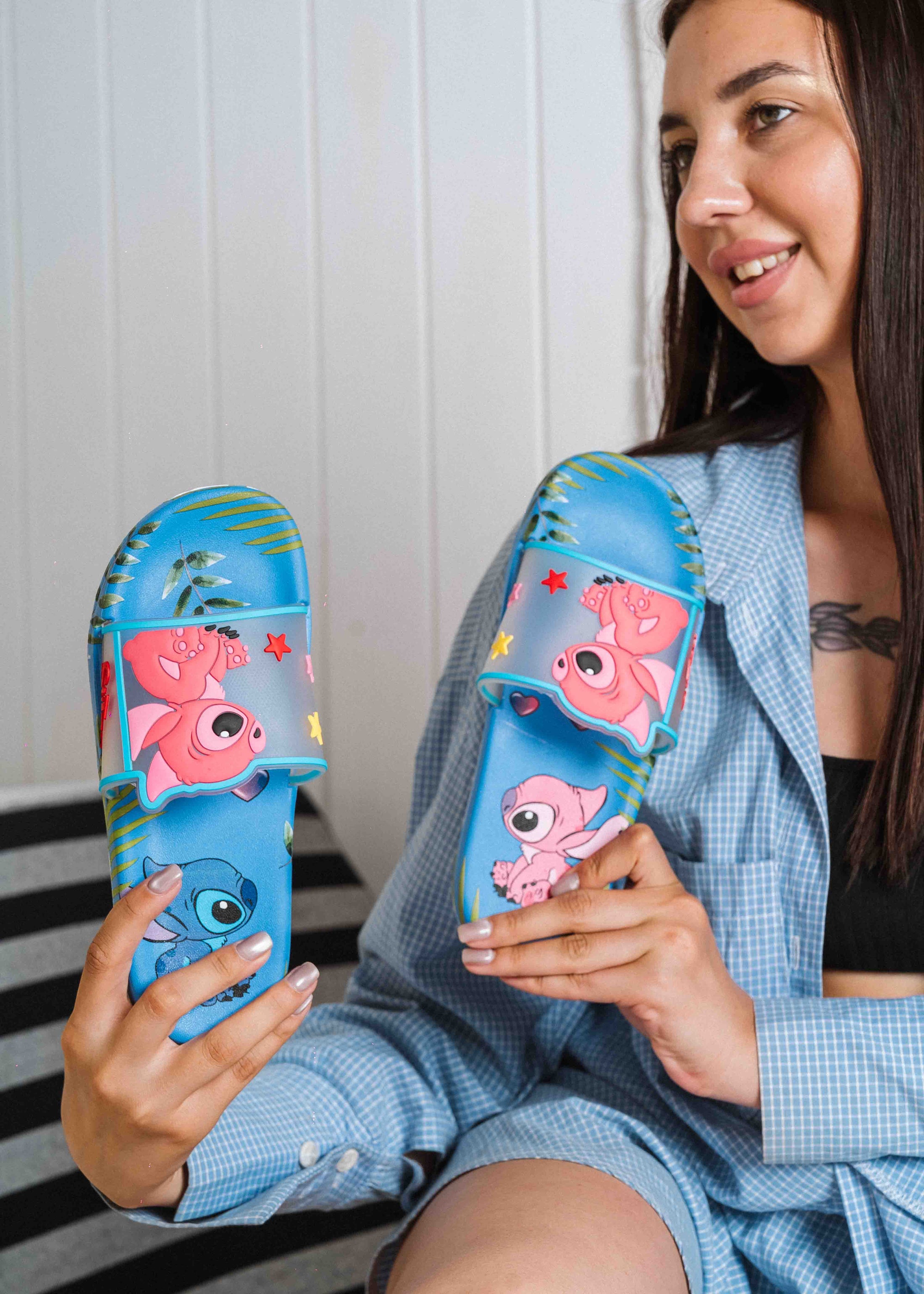 Stitch and Angel Tropical Slide - blue