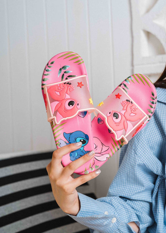 Stitch and Angel Tropical Slide - pink