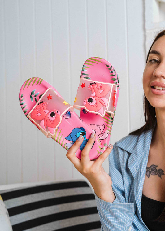 Stitch and Angel Tropical Slide - pink