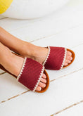 Load image into Gallery viewer, Zigzag Knit Strap Slippers - maroon
